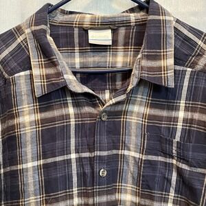 Columbia Men's Flannel Shirt XXL Blue Plaid Long Sleeve Regular Fit Button Up